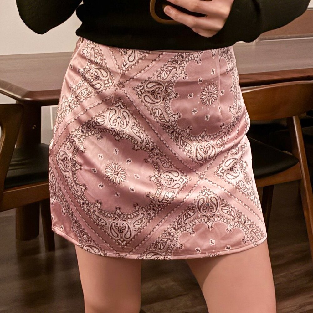 Light Pink Bandana Print Mini Skirt - Small